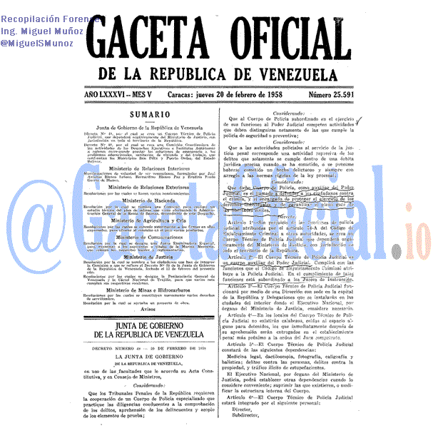 Gaceta Oficial 25591 del 20 Febrero 1958