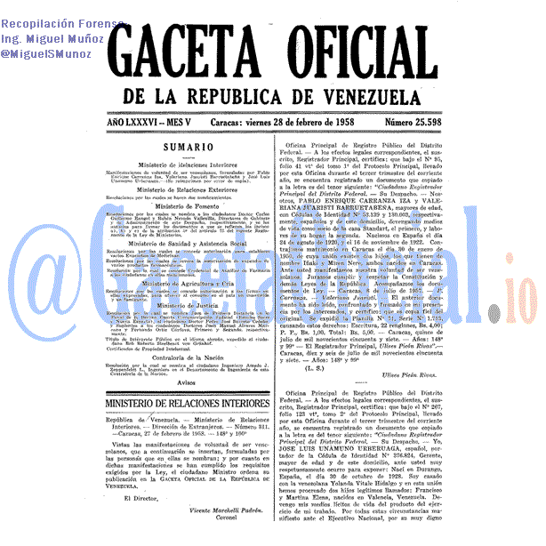 Gaceta Oficial 25598 del 28 Febrero 1958
