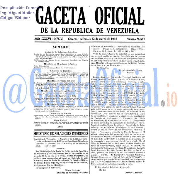 Gaceta Oficial 25608 del 12 Marzo 1958