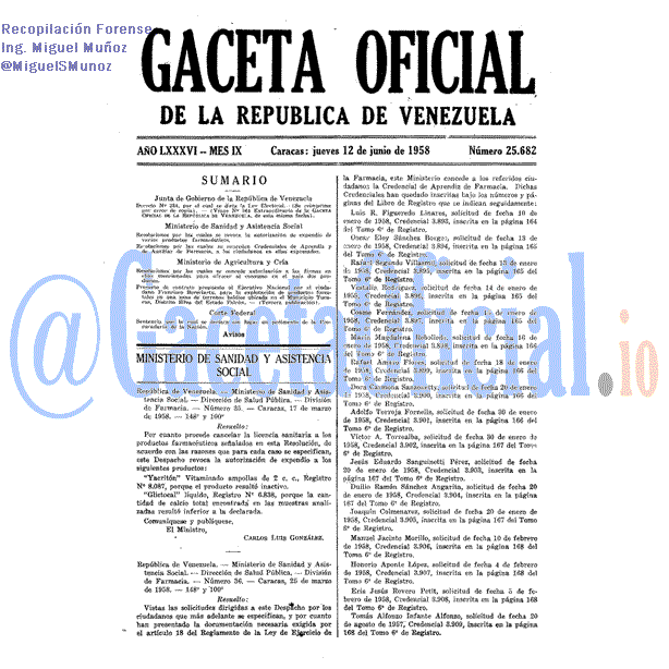 Gaceta Oficial 25682 del 12 Junio 1958