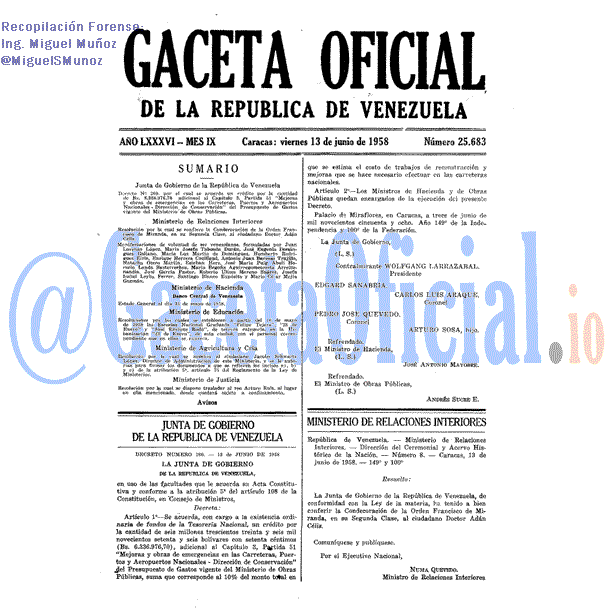 Gaceta Oficial 25683 del 13 Junio 1958