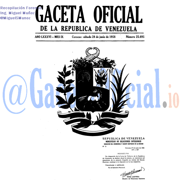 Gaceta Oficial 25695 del 28 Junio 1958