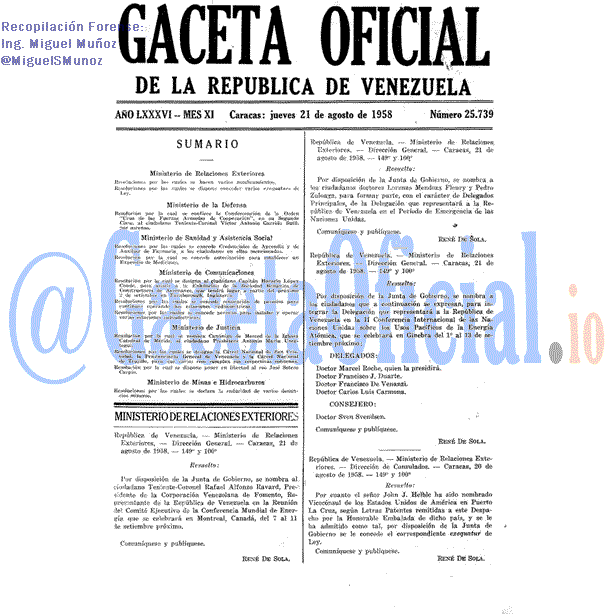 Gaceta Oficial 25739 del 21 Agosto 1958