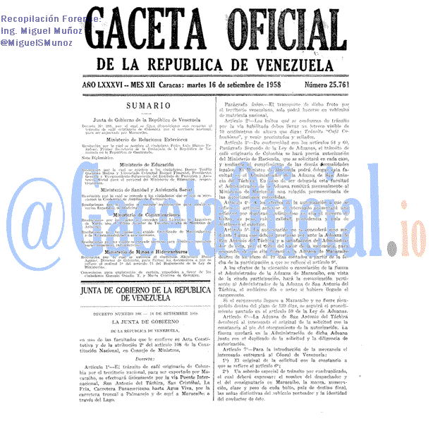 Gaceta Oficial 25761 del 16 Septiembre 1958