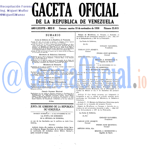 Gaceta Oficial 25815 del 18 Noviembre 1958
