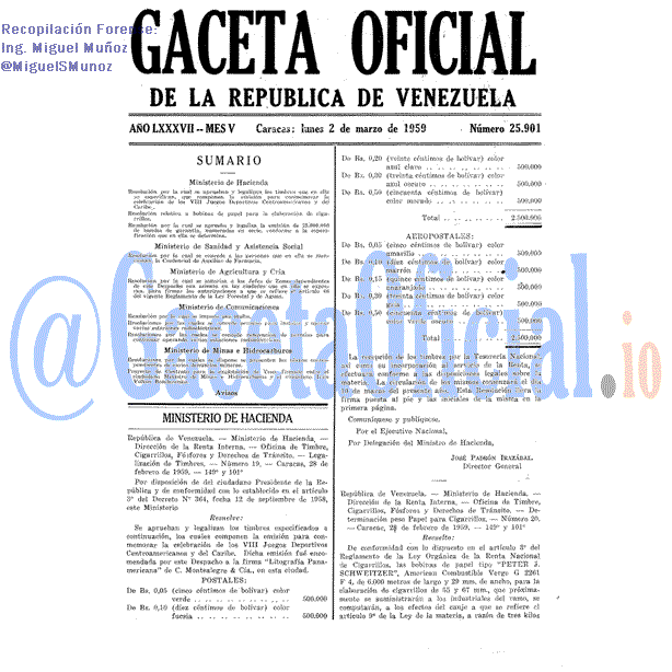 Gaceta Oficial 25901 del 2 Marzo 1959