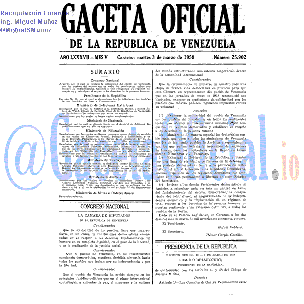 Gaceta Oficial 25902 del 3 Marzo 1959