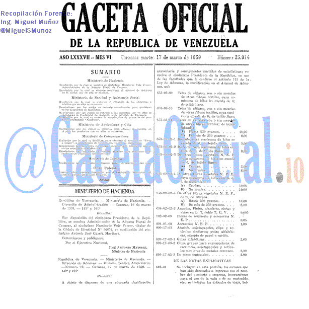 Gaceta Oficial 25914 del 17 Marzo 1959