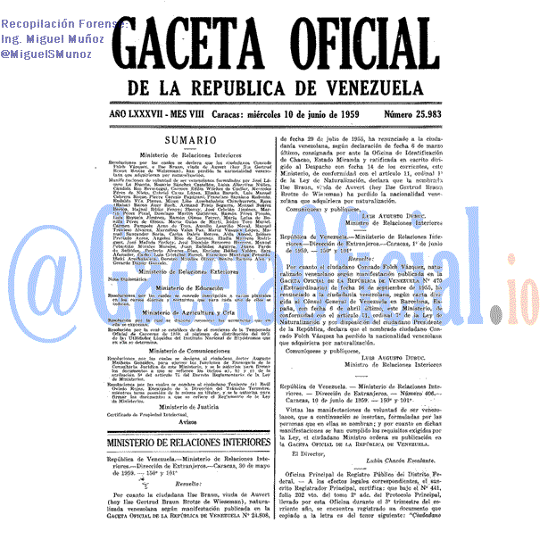 Gaceta Oficial 25983 del 10 Junio 1959
