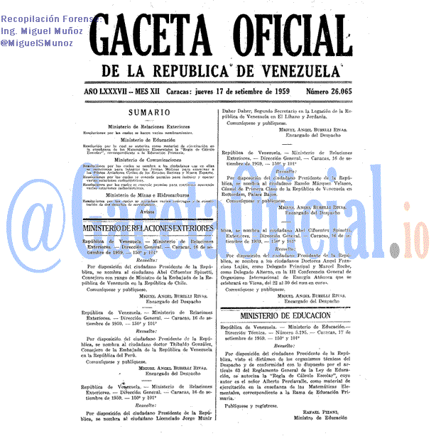Gaceta Oficial 26065 del 17 Septiembre 1959