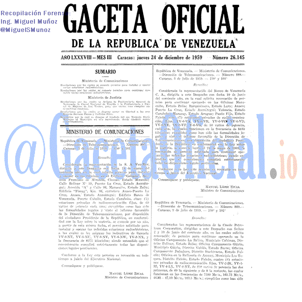 Gaceta Oficial 26145 del 24 Diciembre 1959