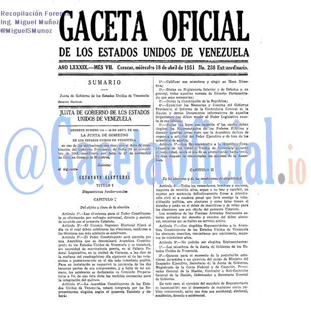 Gaceta Oficial 288 del 18 Abril 1951