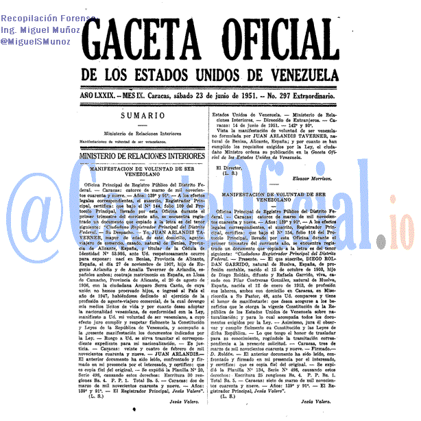 Gaceta Oficial 297 del 23 Junio 1951