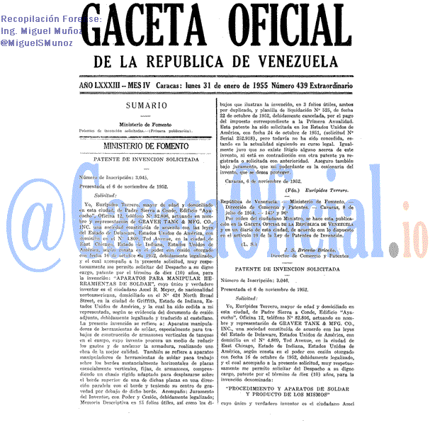 Gaceta Oficial 439 del 31 Enero 1955