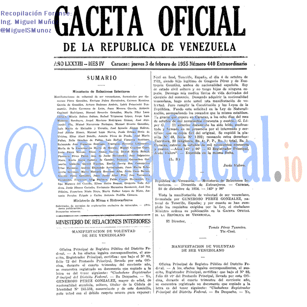 Gaceta Oficial 440 del 3 Febrero 1955