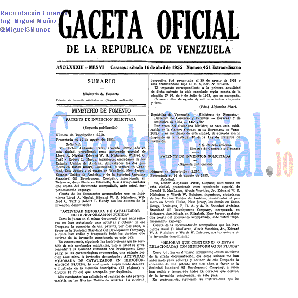 Gaceta Oficial 451 del 16 Abril 1955