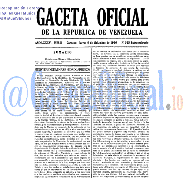 Gaceta Oficial 515 del 6 Diciembre 1956