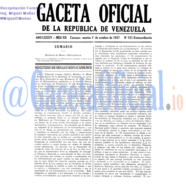 Gaceta Oficial 551 del 1 Octubre 1957