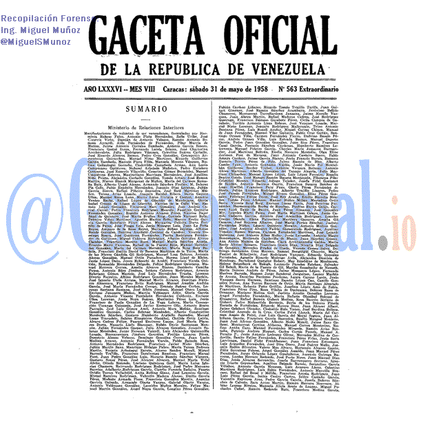 Gaceta Oficial 563 del 31 Mayo 1958