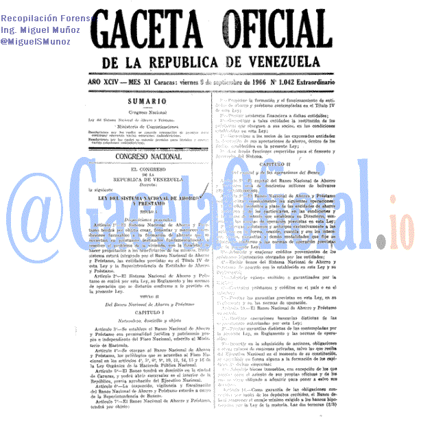 Gaceta Oficial 1042 del 9 Septiembre 1966