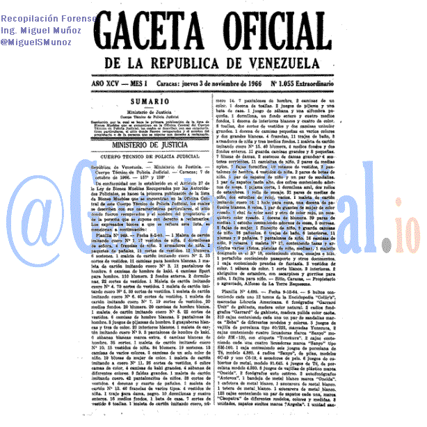 Gaceta Oficial 1055 del 3 Noviembre 1966