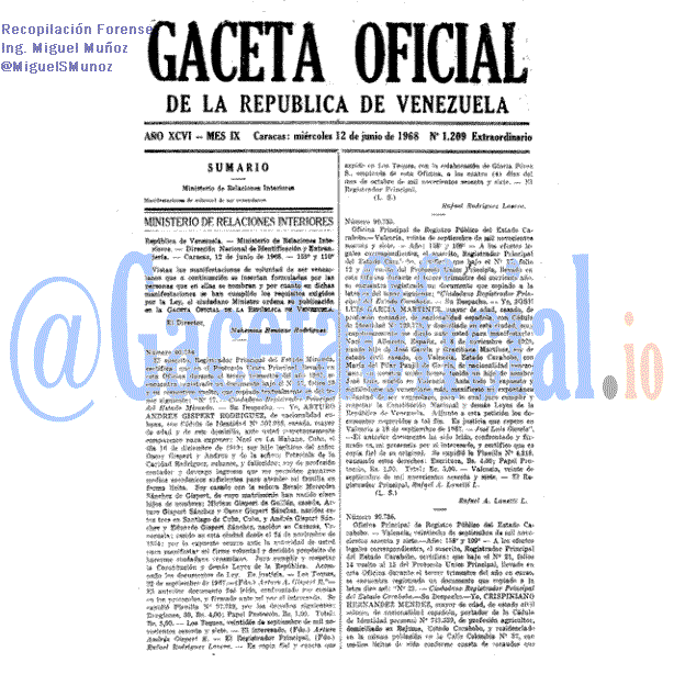 Gaceta Oficial 1209 del 12 Junio 1968
