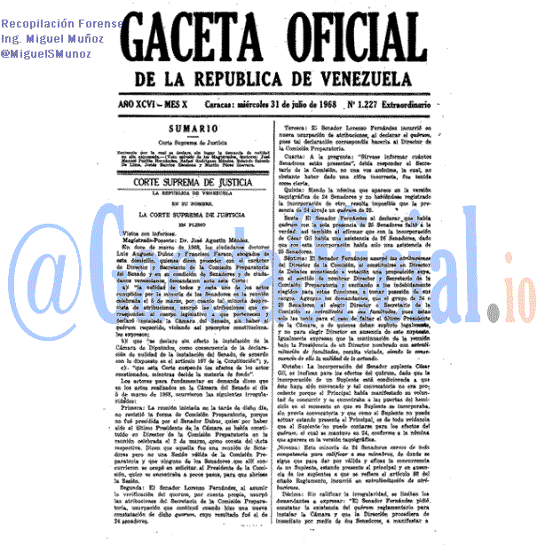 Gaceta Oficial 1227 del 31 Julio 1968