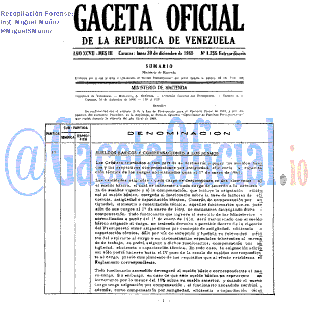Gaceta Oficial 1255 del 30 Diciembre 1968