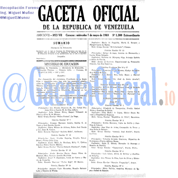 Gaceta Oficial 1300 del 7 Mayo 1969