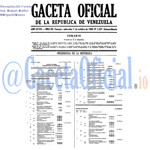 Gaceta Oficial 1337 del 1 Octubre 1969