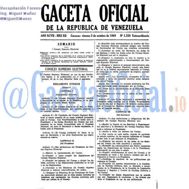 Gaceta Oficial 1338 del 3 Octubre 1969