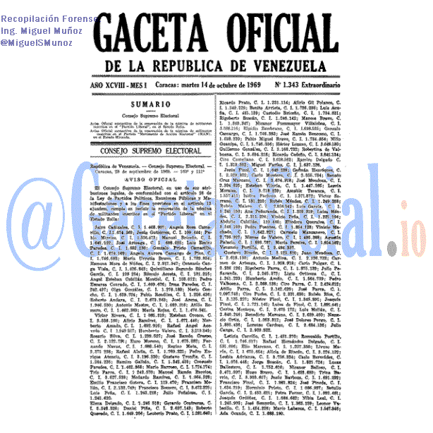 Gaceta Oficial 1343 del 14 Octubre 1969
