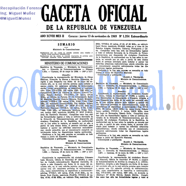 Gaceta Oficial 1354 del 13 Noviembre 1969