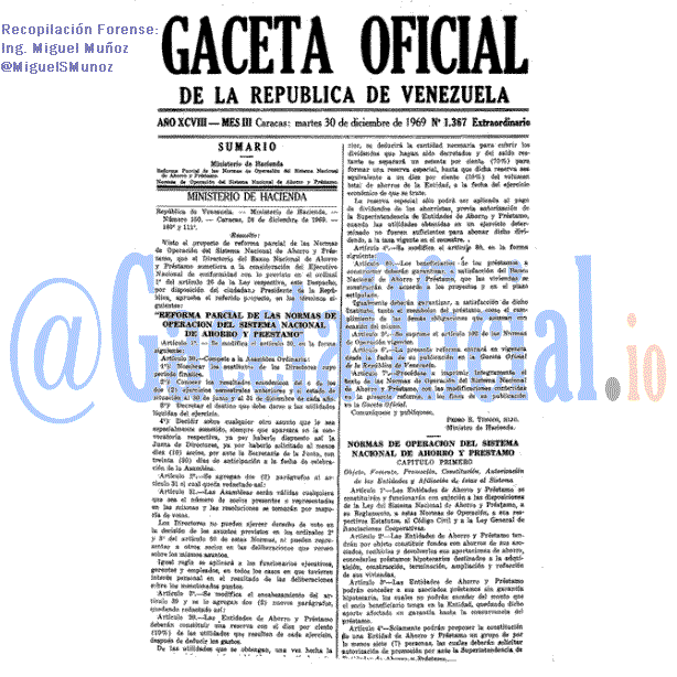 Gaceta Oficial 1367 del 30 Diciembre 1969