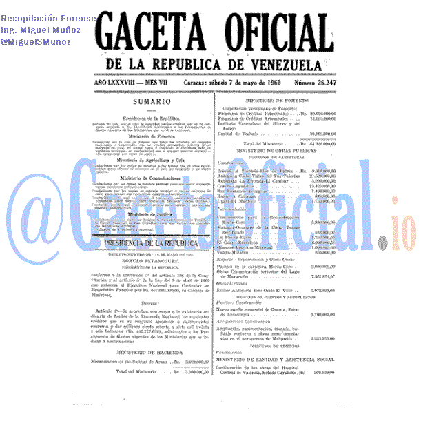 Gaceta Oficial 26247 del 7 Mayo 1960