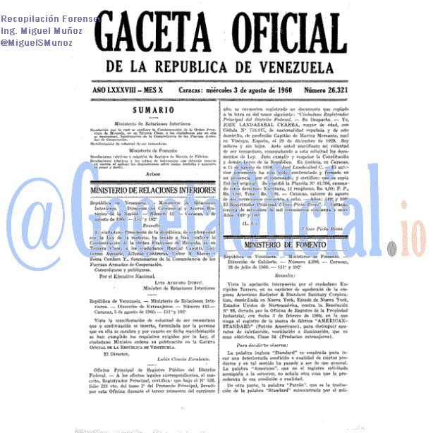 Gaceta Oficial 26321 del 3 Agosto 1960