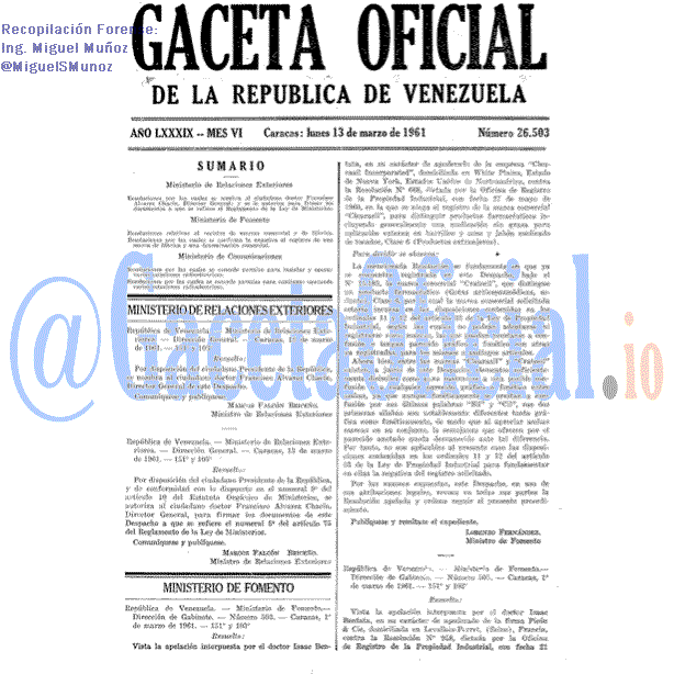 Gaceta Oficial 26503 del 13 Marzo 1961