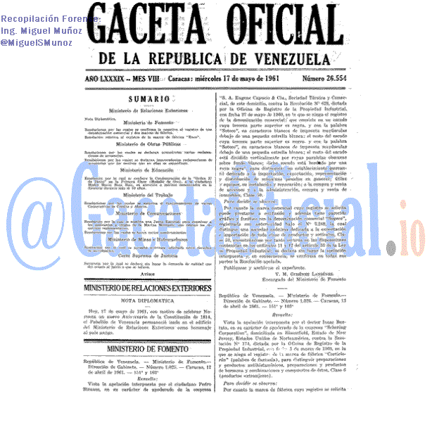 Gaceta Oficial 26554 del 17 Mayo 1961