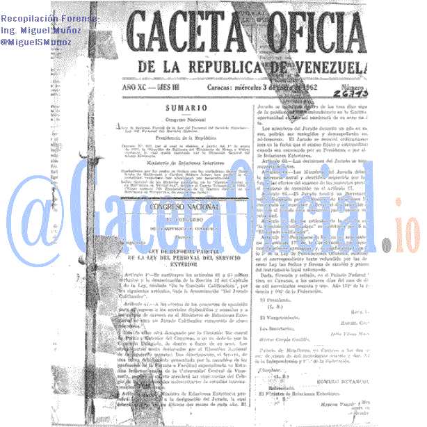 Gaceta Oficial 26743 del 3 Enero 1962