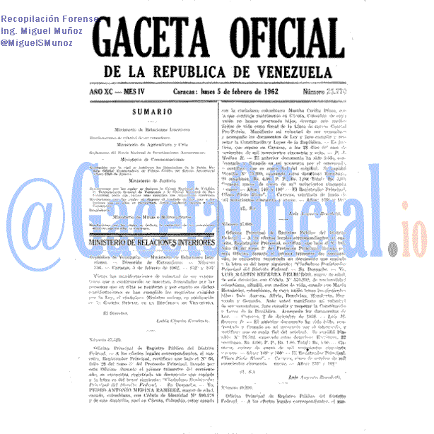 Gaceta Oficial 26770 del 5 Febrero 1962