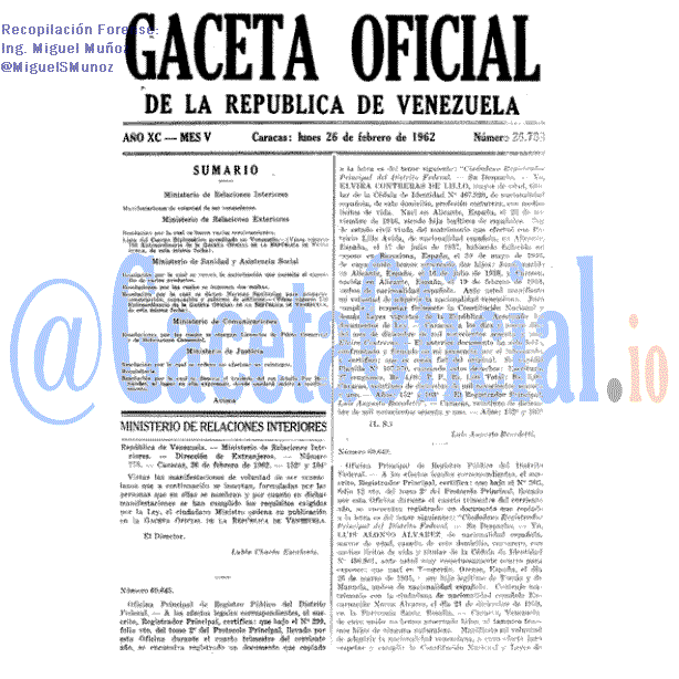 Gaceta Oficial 26788 del 26 Febrero 1962