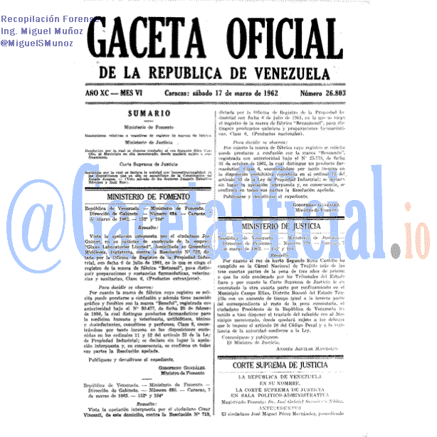 Gaceta Oficial 26803 del 17 Marzo 1962