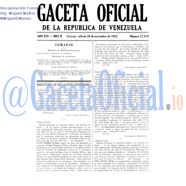 Gaceta Oficial 27010 del 24 Noviembre 1962