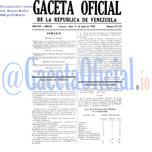 Gaceta Oficial 27172 del 17 Junio 1963