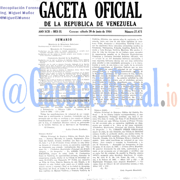 Gaceta Oficial 27471 del 20 Junio 1964