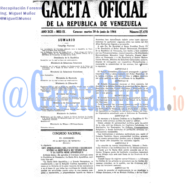 Gaceta Oficial 27478 del 30 Junio 1964