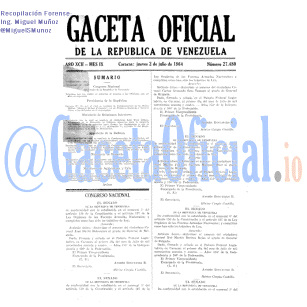 Gaceta Oficial 27480 del 2 Julio 1964