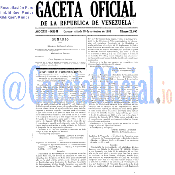 Gaceta Oficial 27605 del 28 Noviembre 1964