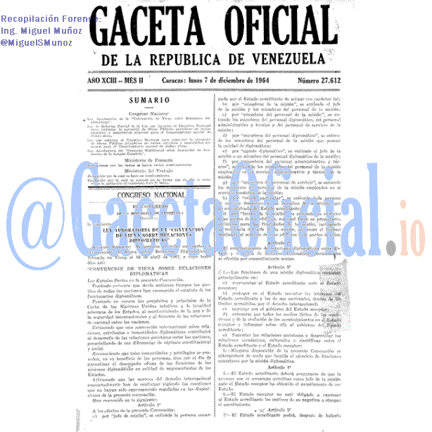 Gaceta Oficial 27612 del 7 Diciembre 1964