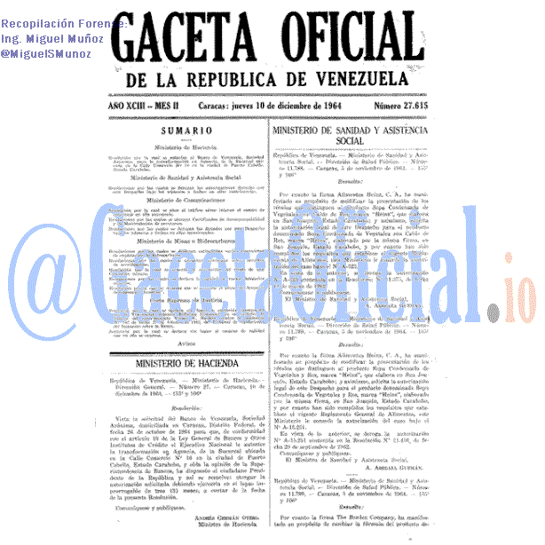 Gaceta Oficial 27615 del 10 Diciembre 1964